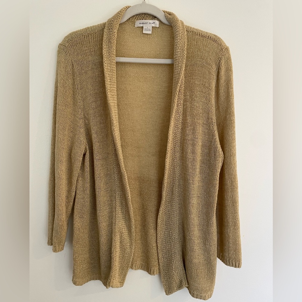 August Silk Gold Cardigan, Size L